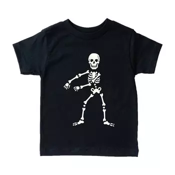 Футболка с короткими рукавами и рисунком скелета для малышей с рельефным принтом Flossing The Juniper Shop, черный