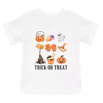 Футболка с короткими рукавами и рисунком Trick Or Treat Chart для малышей The Juniper Shop, белый