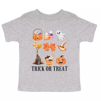 Футболка с короткими рукавами и рисунком Trick Or Treat Chart для малышей The Juniper Shop, цвет Heather Grey