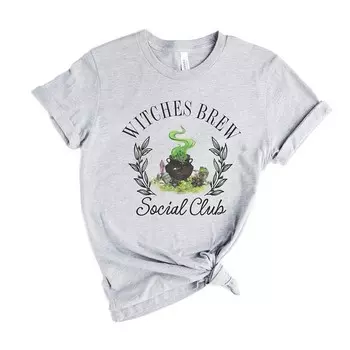 Футболка с короткими рукавами и рисунком Witches Brew Social Club Simply Sage Market, цвет Heather Grey