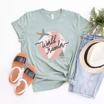 Футболка с короткими рукавами и рисунком World Traveller Simply Sage Market