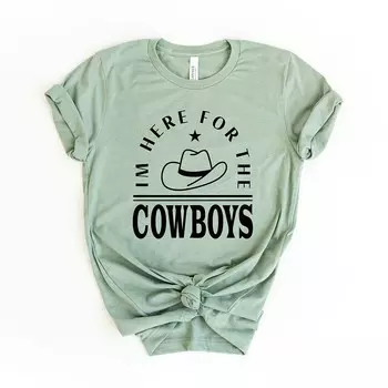 Футболка с короткими рукавами и рисунком «Я здесь ради ковбойской шляпы» Simply Sage Market, цвет Sage