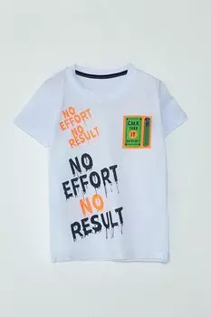 Футболка с короткими рукавами и текстовым принтом для мальчиков JackandRoy, белый