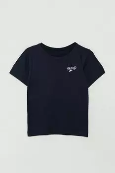 Футболка с короткими рукавами и текстовым принтом для мальчиков JackandRoy, темно-синий