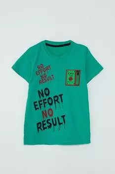 Футболка с короткими рукавами и текстовым принтом для мальчиков JackandRoy, зеленый
