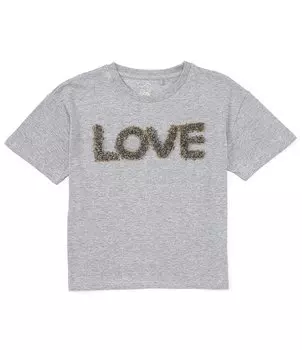 Футболка с короткими рукавами и трафаретным принтом «Джессика Симпсон» для больших девочек 7–16 лет Jessica Simpson, серый