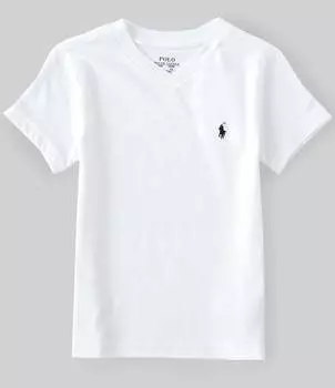 Футболка с короткими рукавами и V-образным вырезом Polo Ralph Lauren Little Boys 2T-7, белый