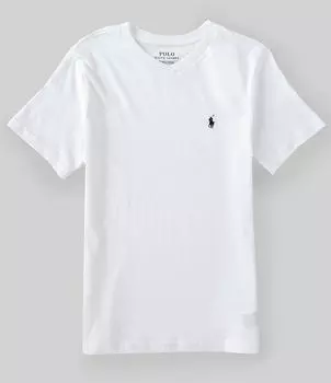Футболка с короткими рукавами и V-образным вырезом Polo Ralph Lauren Big Boys 8–20, белый