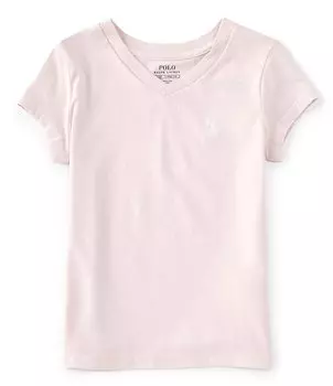 Футболка с короткими рукавами и v-образным вырезом с логотипом Polo Ralph Lauren Essential Little Girls 2T-6X, розовый