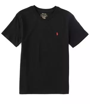 Футболка с короткими рукавами и V-образным вырезом Polo Ralph Lauren Big Boys 8–20, черный