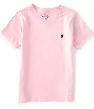 Футболка с короткими рукавами и V-образным вырезом Polo Ralph Lauren Little Boys 2T-7, розовый