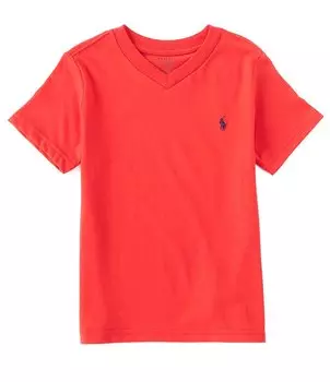 Футболка с короткими рукавами и V-образным вырезом Polo Ralph Lauren Little Boys 2T-7, красный