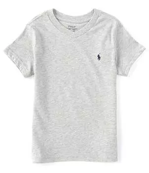 Футболка с короткими рукавами и V-образным вырезом Polo Ralph Lauren Little Boys 2T-7, серый