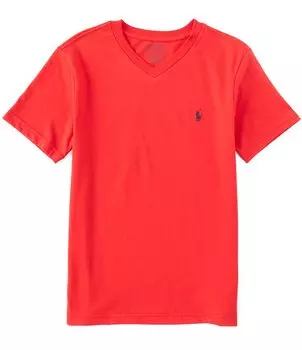 Футболка с короткими рукавами и V-образным вырезом Polo Ralph Lauren Big Boys 8–20, красный