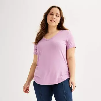 Футболка с короткими рукавами и V-образным вырезом Juniors' Plus SO, цвет Maiden Lilac