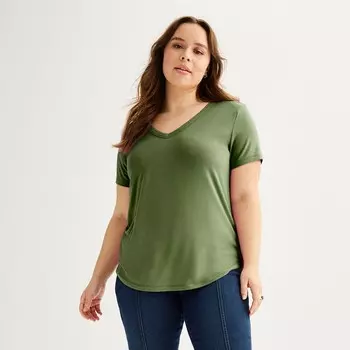 Футболка с короткими рукавами и V-образным вырезом Juniors' Plus SO, цвет Manolo Olive