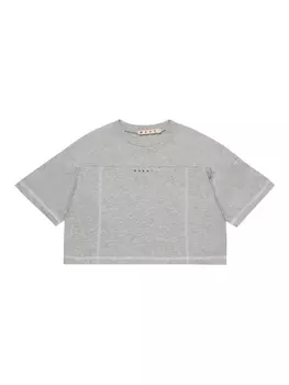 Футболка с короткими рукавами и вставками Marni Kids, серый