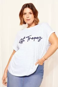 Футболка с короткими рукавами и вышивкой Curves Like These, белый