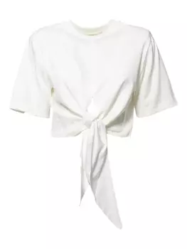 Футболка с короткими рукавами и завязками спереди Nineminutes, белый