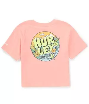 Футболка с короткими рукавами и жевательной резинкой для больших девочек Hurley 7–16 лет, розовый