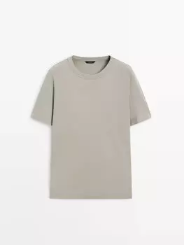 Футболка с короткими рукавами из 100% хлопка Massimo Dutti, серый