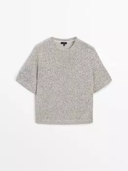 Футболка с короткими рукавами из 100% хлопка Massimo Dutti, коричневый