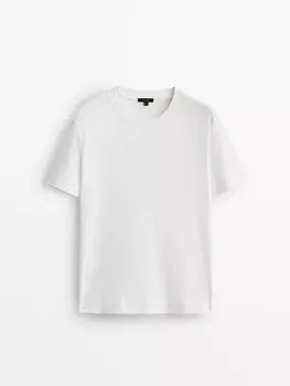 Футболка с короткими рукавами из 100% хлопка Massimo Dutti, кремовый