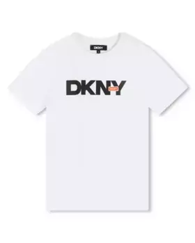 Футболка с короткими рукавами из 100% хлопка DKNY, белый