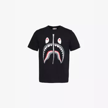 Футболка с короткими рукавами из хлопкового джерси с принтом «Акула» A Bathing Ape, черный