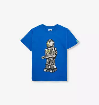Футболка с короткими рукавами из хлопкового джерси с рисунком «Робот» для детей от 4 до 16 лет Billionaire Boys Club, синий