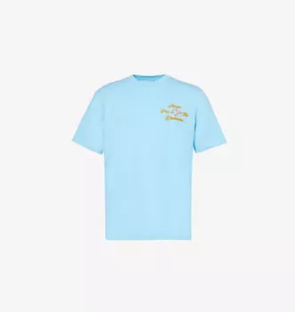 Футболка с короткими рукавами из хлопкового джерси с вышивкой «Мечтатели» Amiri, синий