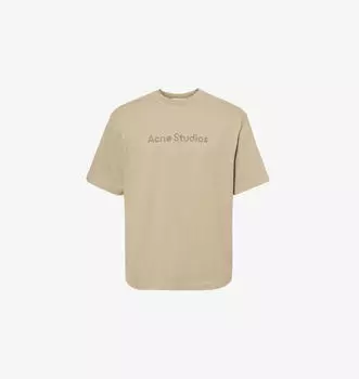 Футболка с короткими рукавами из хлопкового джерси с заклепками Exford Acne Studios, бежевый