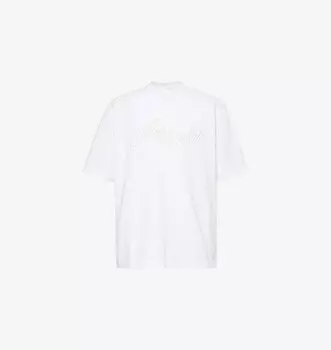 Футболка с короткими рукавами из хлопкового пике с вышитым логотипом Acne Studios, белый