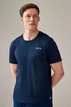 Футболка с короткими рукавами из хлопкового трикотажа с логотипом Polo Ralph Lauren, синий