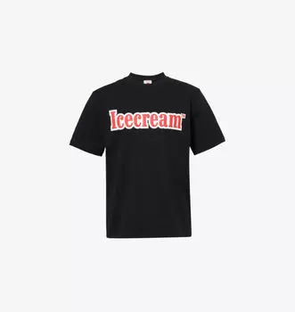 Футболка с короткими рукавами из хлопкового трикотажа с принтом Puff-Print Icecream, черный