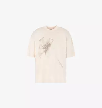Футболка с короткими рукавами из лиоцеллового трикотажа с принтом «Лилия» Emporio Armani, цвет fog
