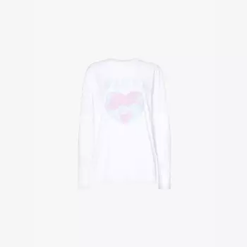 Футболка с короткими рукавами из органического хлопка с принтом «Сердце» Ganni, белый