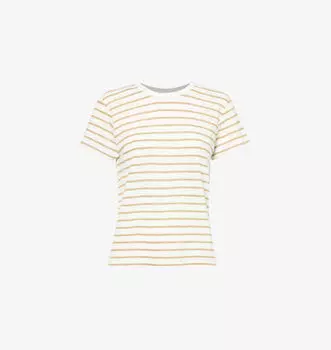 Футболка с короткими рукавами из органического льна с полосатым принтом Frame, мультиколор