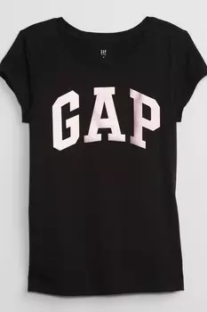Футболка с короткими рукавами круглым вырезом и графическим логотипом (4–13 лет) Gap, черный