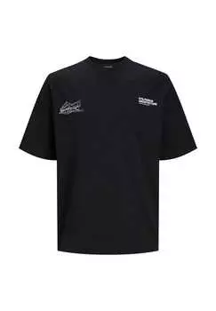 Футболка с короткими рукавами круглым вырезом и принтом Jack & Jones, черный
