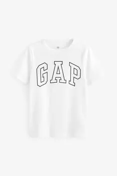Футболка с короткими рукавами круглым вырезом и логотипом Gap, белый