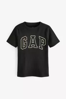 Футболка с короткими рукавами круглым вырезом и логотипом Gap, черный