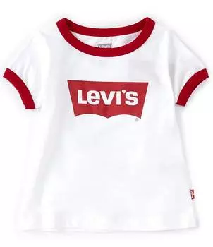 Футболка с короткими рукавами Levi's Little Girls 2T-6X, белый