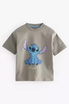 Футболка с короткими рукавами Lilo & Stitch, 100% хлопок (3 мес 7 лет) Next, серый