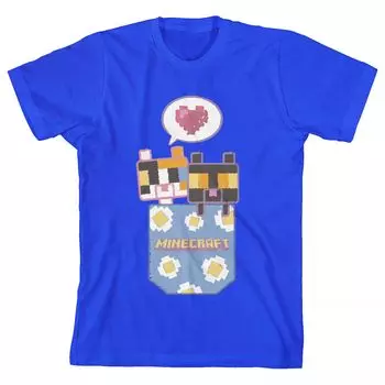 Футболка с короткими рукавами Minecraft Two Block Kittens для мальчиков 8–20 лет Licensed Character