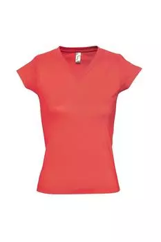 Футболка с короткими рукавами Moon и V-образным вырезом SOL'S, розовый