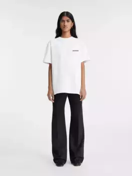 Футболка с короткими рукавами напечатанным адресом и логотипом Капри Jacquemus, белый