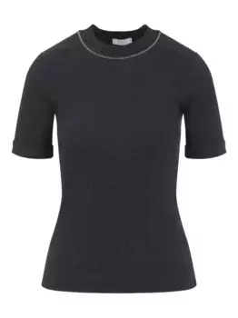 Футболка с короткими рукавами, отделанная блестками Peserico, серый