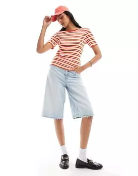 Футболка с короткими рукавами Pieces в красную полоску