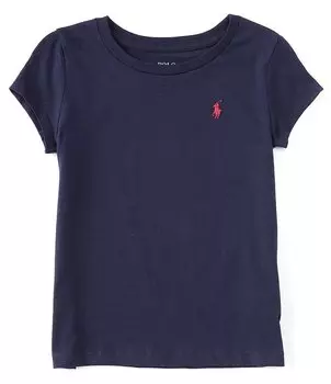 Футболка с короткими рукавами Polo Ralph Lauren для больших девочек 7–16 лет Essentials, синий